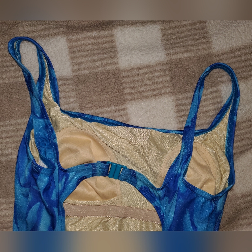 5 for $25 | Vintage Speedo Abstract Blue One Piece Swimsuit - Picture 6 of 16